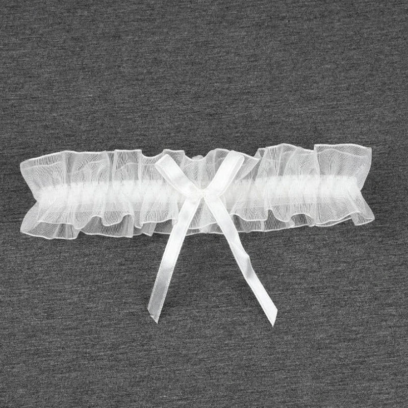 Porte-jarretelles en dentelle avec nœud papillon pour femme, lingerie sexy, boucle de jambe, jarretelles de mariage, patients cosplay, bas de mode, anneau de cuisse