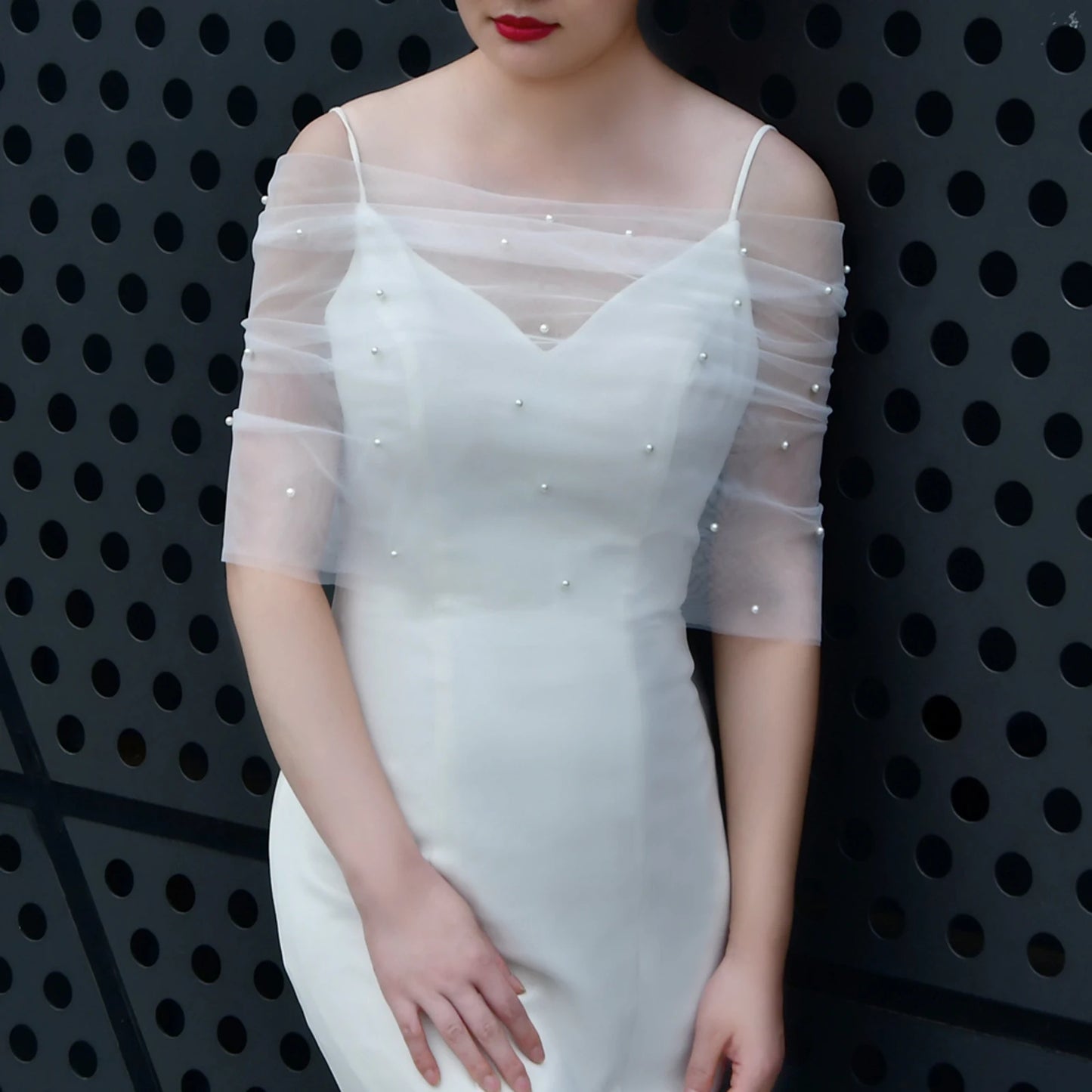 VG73 Veste de mariage transparente unie, boléro enveloppant, gilet de mariée, châle de mariage court, accessoires pour enterrement de vie de jeune fille