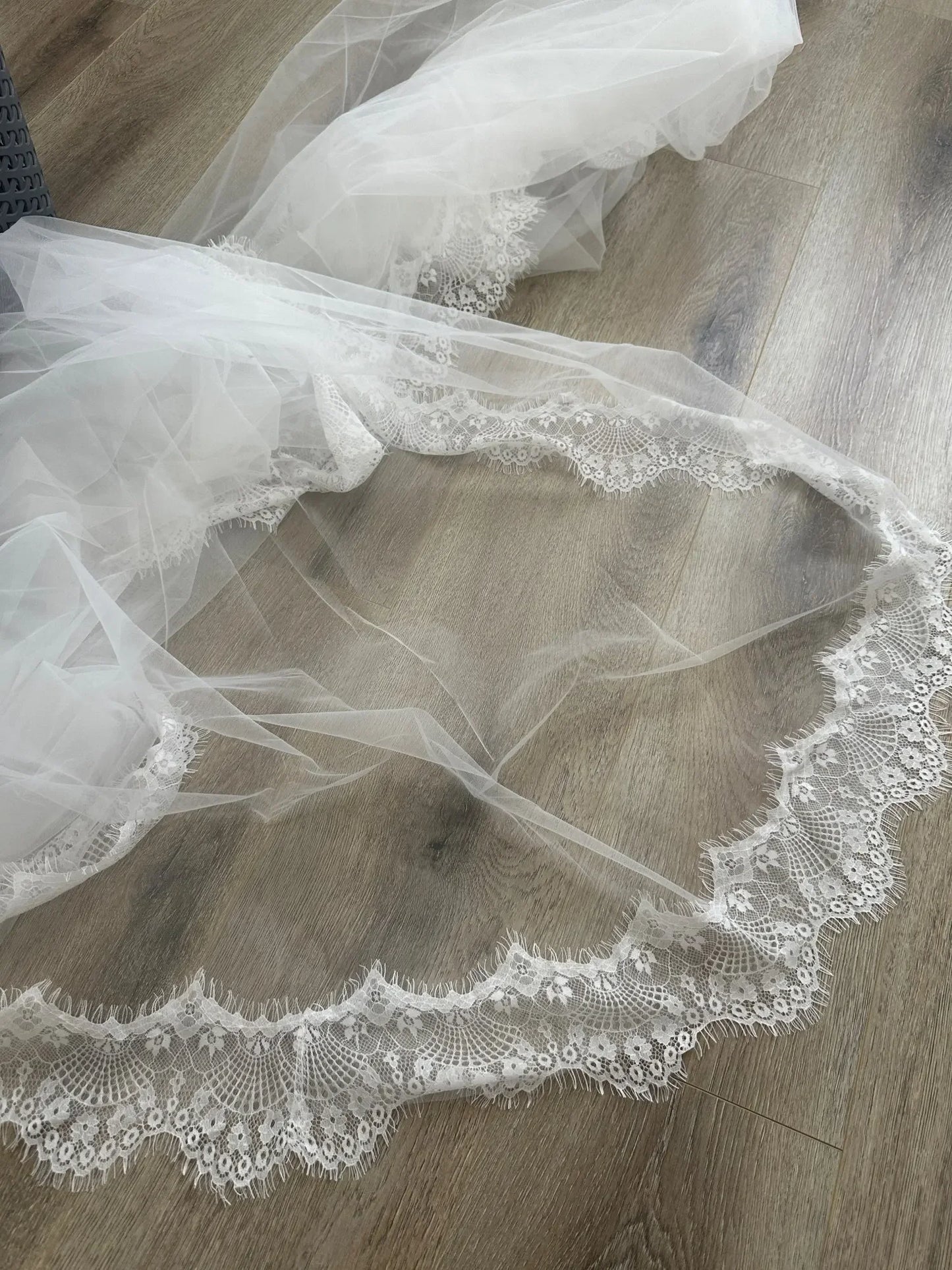 Voile de mariage à bord en dentelle, 2 couches, avec peigne, accessoires de mariée en Tulle doux