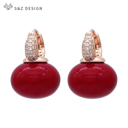 S & Z DESIGN nouvelle mode pain rond grande perle boucles d'oreilles pour les femmes bijoux de mariage cadeau tempérament cubique zircone Eardrop