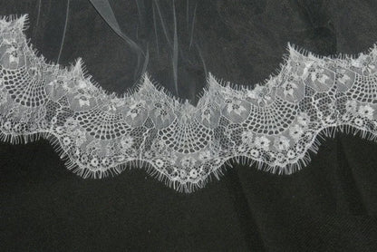 Voile de mariage à bord en dentelle, 2 couches, avec peigne, accessoires de mariée en Tulle doux