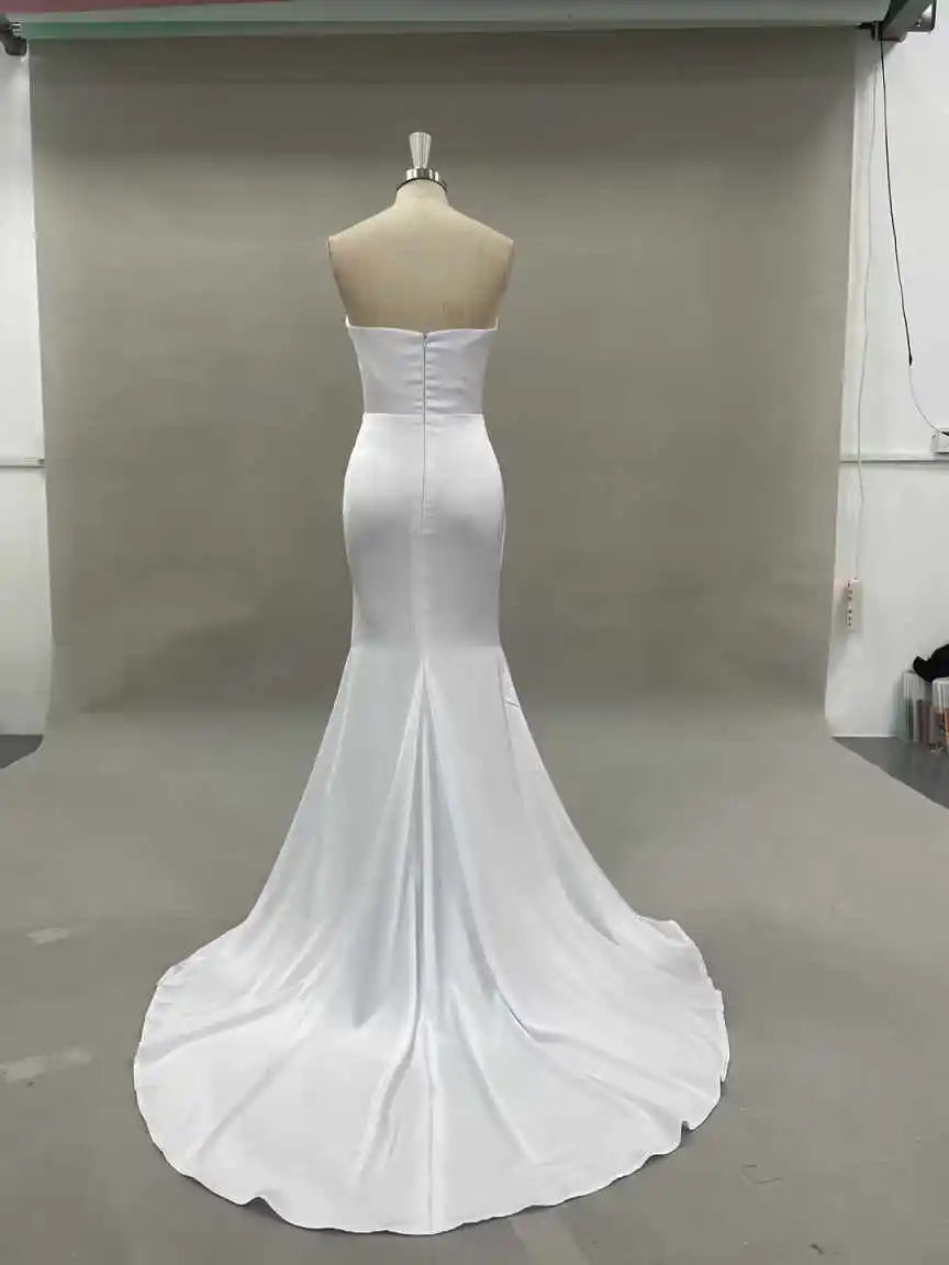 Robe de Mariée Séraphine — Sirène Bohème, Bustier Sans Bretelles (Plage)