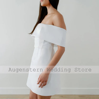 Robe de Mariée Margaux — Courte Satin, Épaules Dénudées (Mariage Civil)