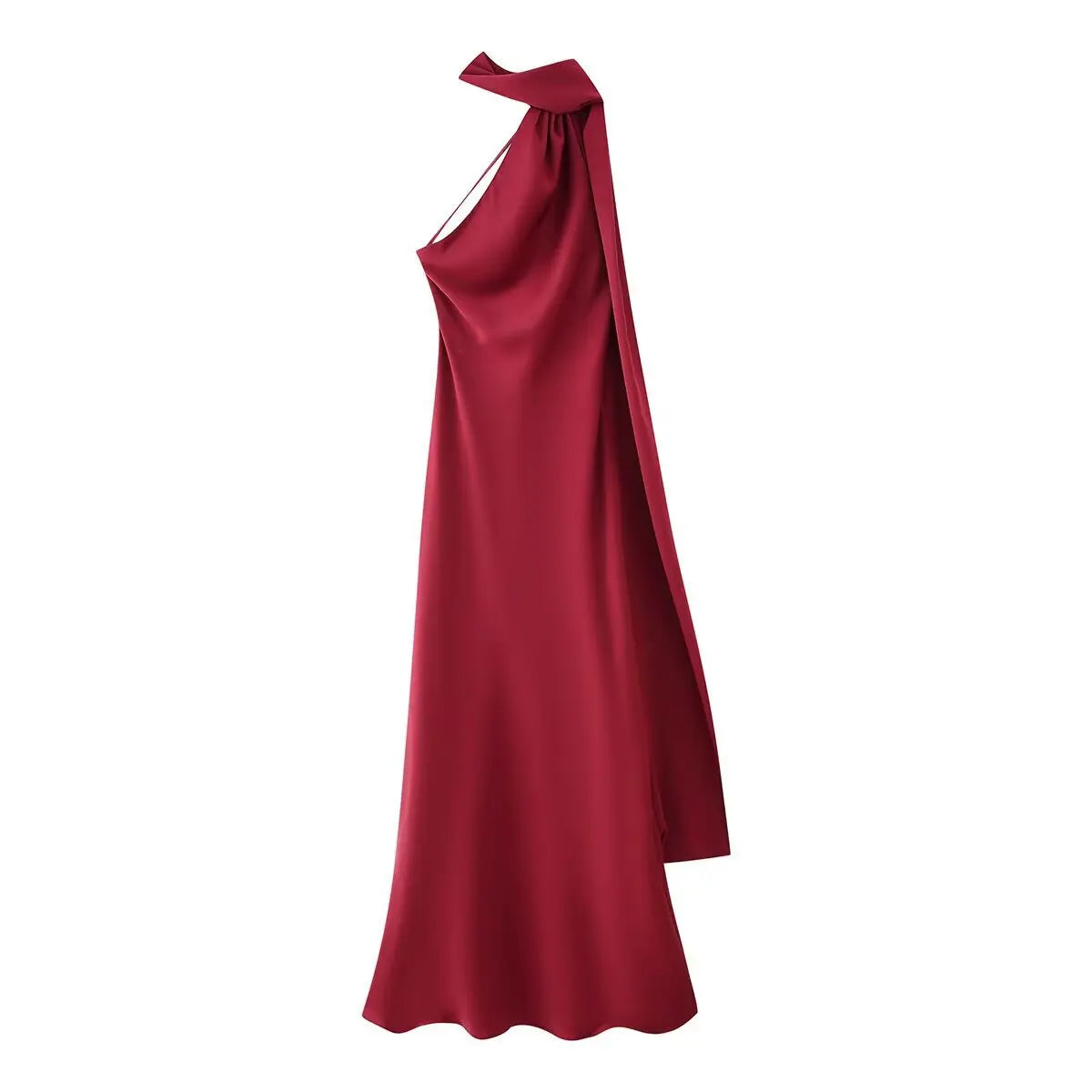 Robe de Soirée Lyra — Satin, Col Américain & Dos Nu (Invitée)