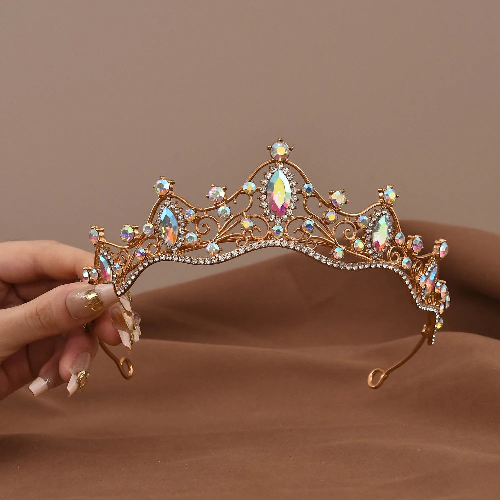 Princesse reine Vintage Baroque cristal couronne strass diadème pour les femmes mariée mariage fête bal bijoux cheveux accessoires