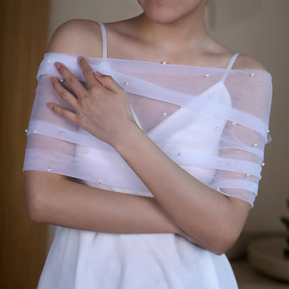 VG73 Veste de mariage transparente unie, boléro enveloppant, gilet de mariée, châle de mariage court, accessoires pour enterrement de vie de jeune fille