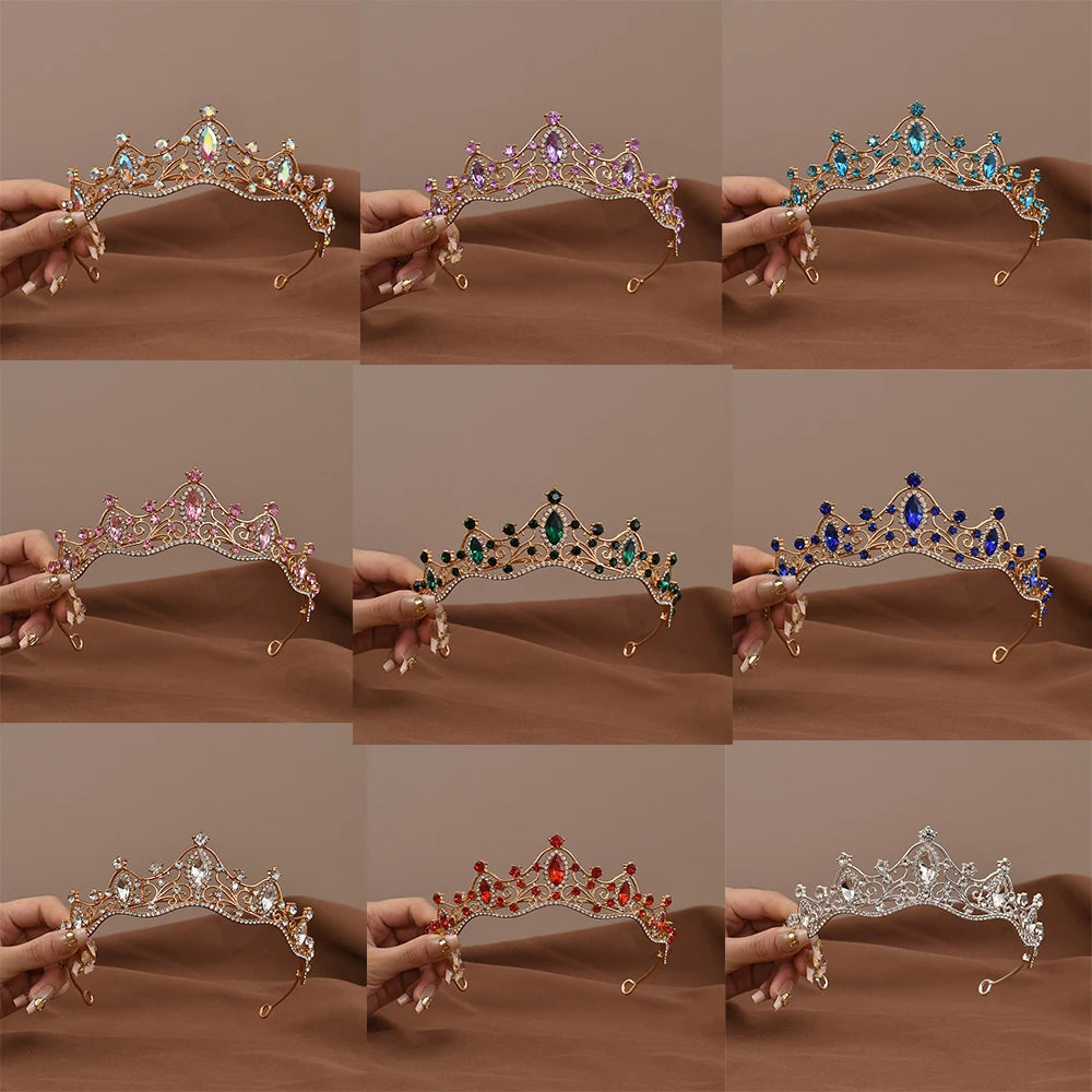 Princesse reine Vintage Baroque cristal couronne strass diadème pour les femmes mariée mariage fête bal bijoux cheveux accessoires