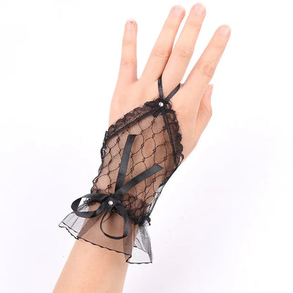 Gants de mariée courts en dentelle élégants, sans doigts, accessoires de mariage pour femmes