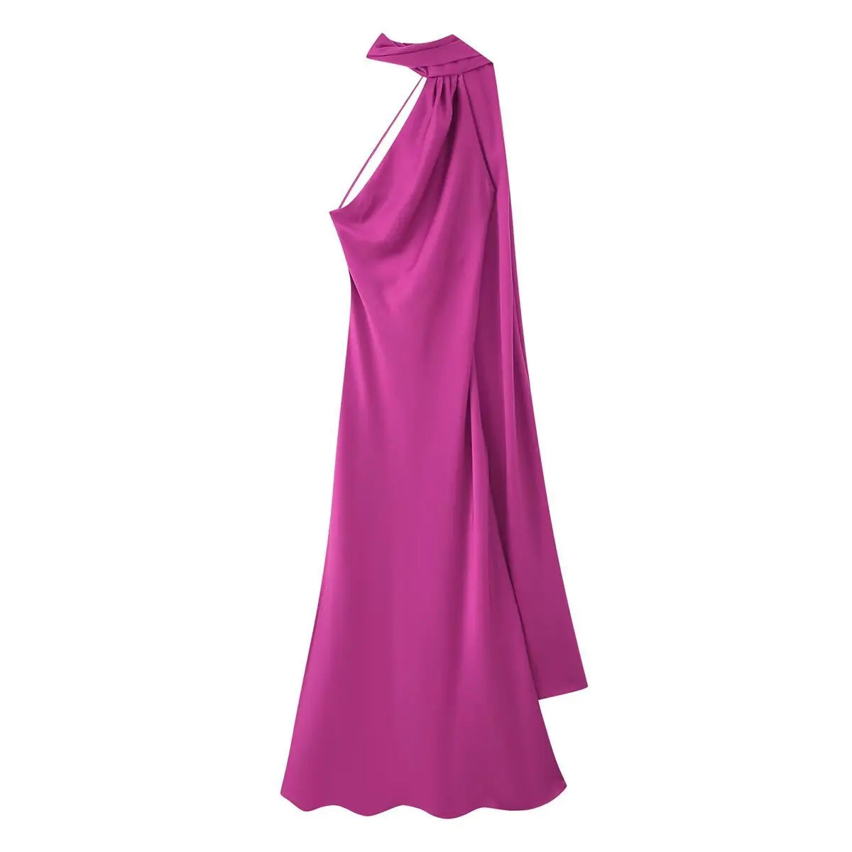 Robe de Soirée Lyra — Satin, Col Américain & Dos Nu (Invitée)
