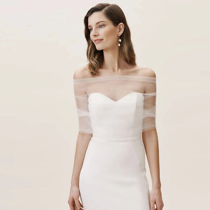VG73 Veste de mariage transparente unie, boléro enveloppant, gilet de mariée, châle de mariage court, accessoires pour enterrement de vie de jeune fille
