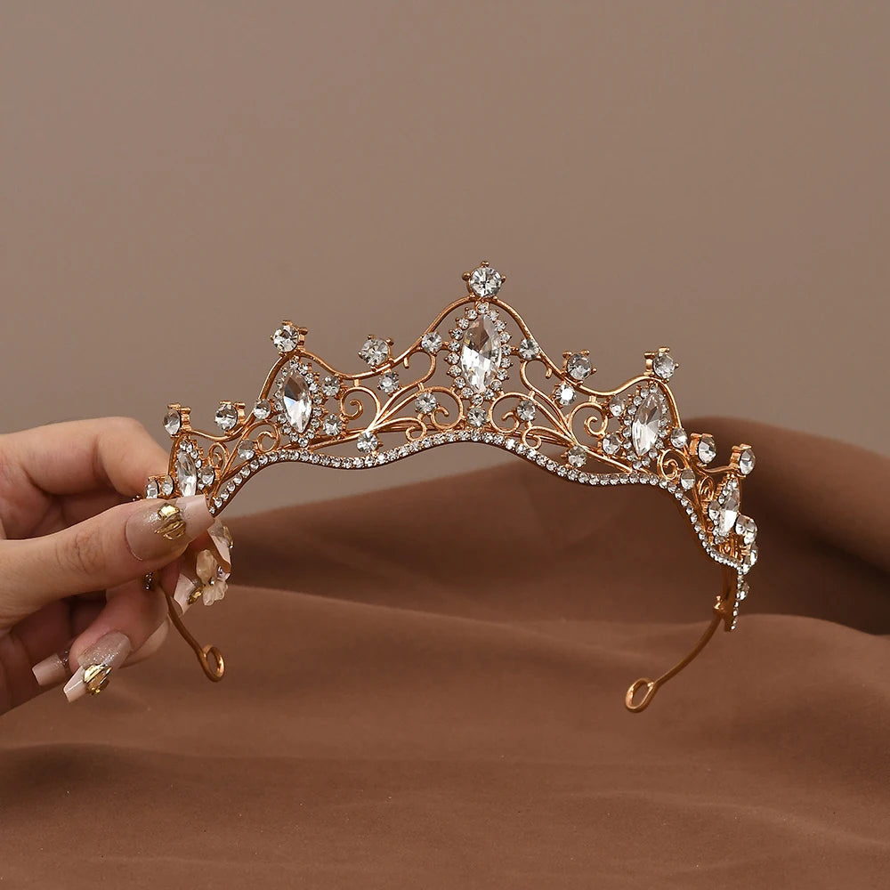 Princesse reine Vintage Baroque cristal couronne strass diadème pour les femmes mariée mariage fête bal bijoux cheveux accessoires