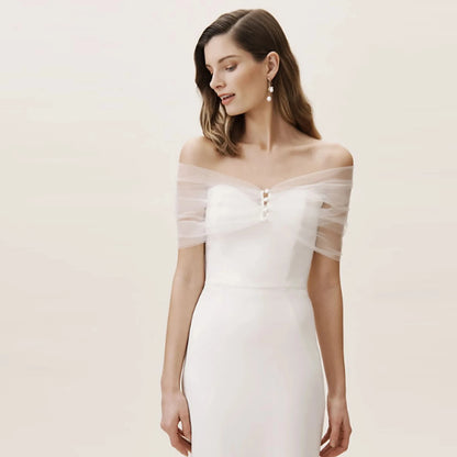 VG73 Veste de mariage transparente unie, boléro enveloppant, gilet de mariée, châle de mariage court, accessoires pour enterrement de vie de jeune fille