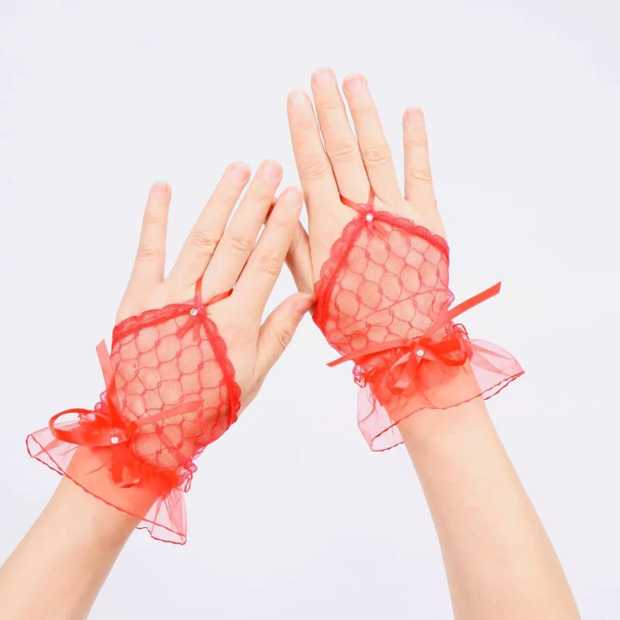 Gants de mariée courts en dentelle élégants, sans doigts, accessoires de mariage pour femmes