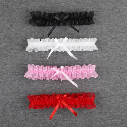 Porte-jarretelles en dentelle avec nœud papillon pour femme, lingerie sexy, boucle de jambe, jarretelles de mariage, patients cosplay, bas de mode, anneau de cuisse