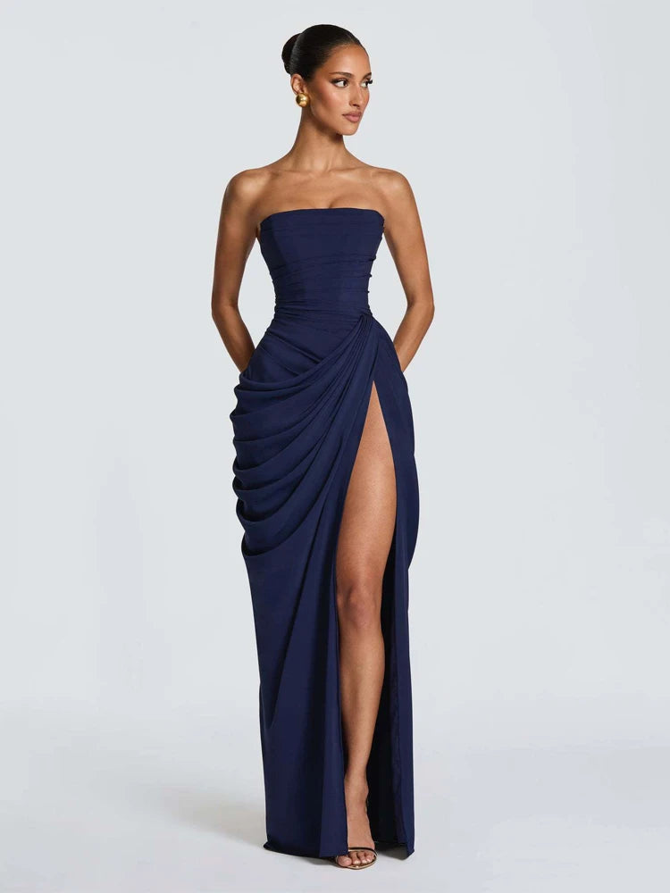 Robe de Soirée Émeraude — Sirène Satin, Une Épaule (Drapé)