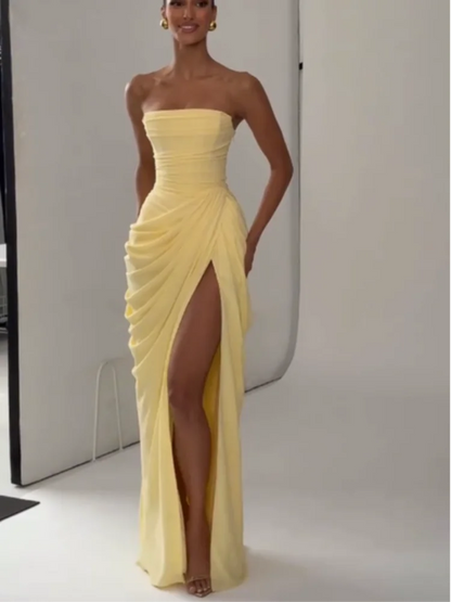 Robe de Soirée Émeraude — Sirène Satin, Une Épaule (Drapé)