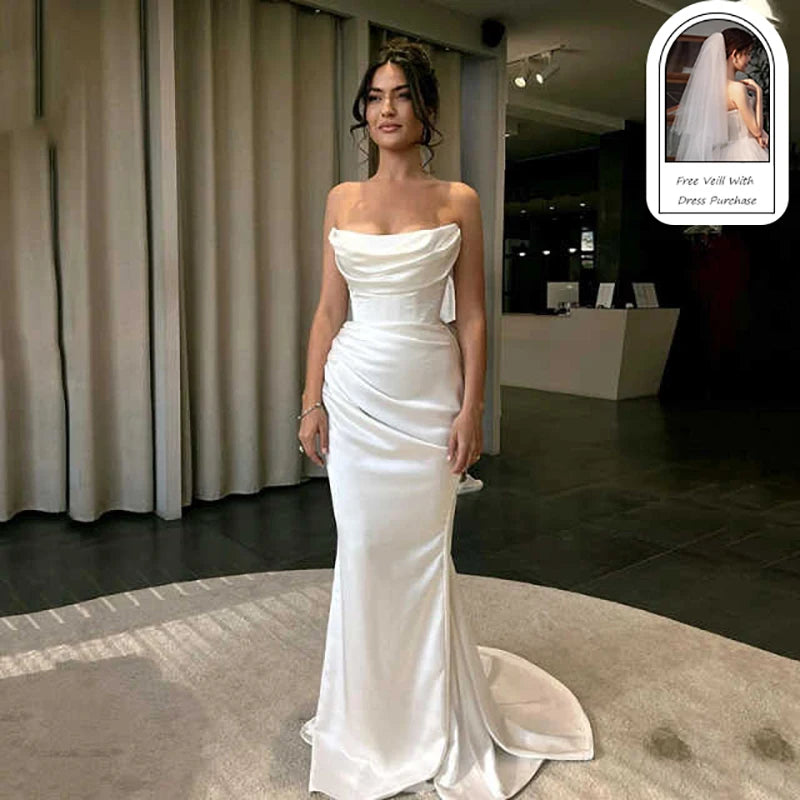 Robe de Mariée Séraphine — Sirène Bohème, Bustier Sans Bretelles (Plage)