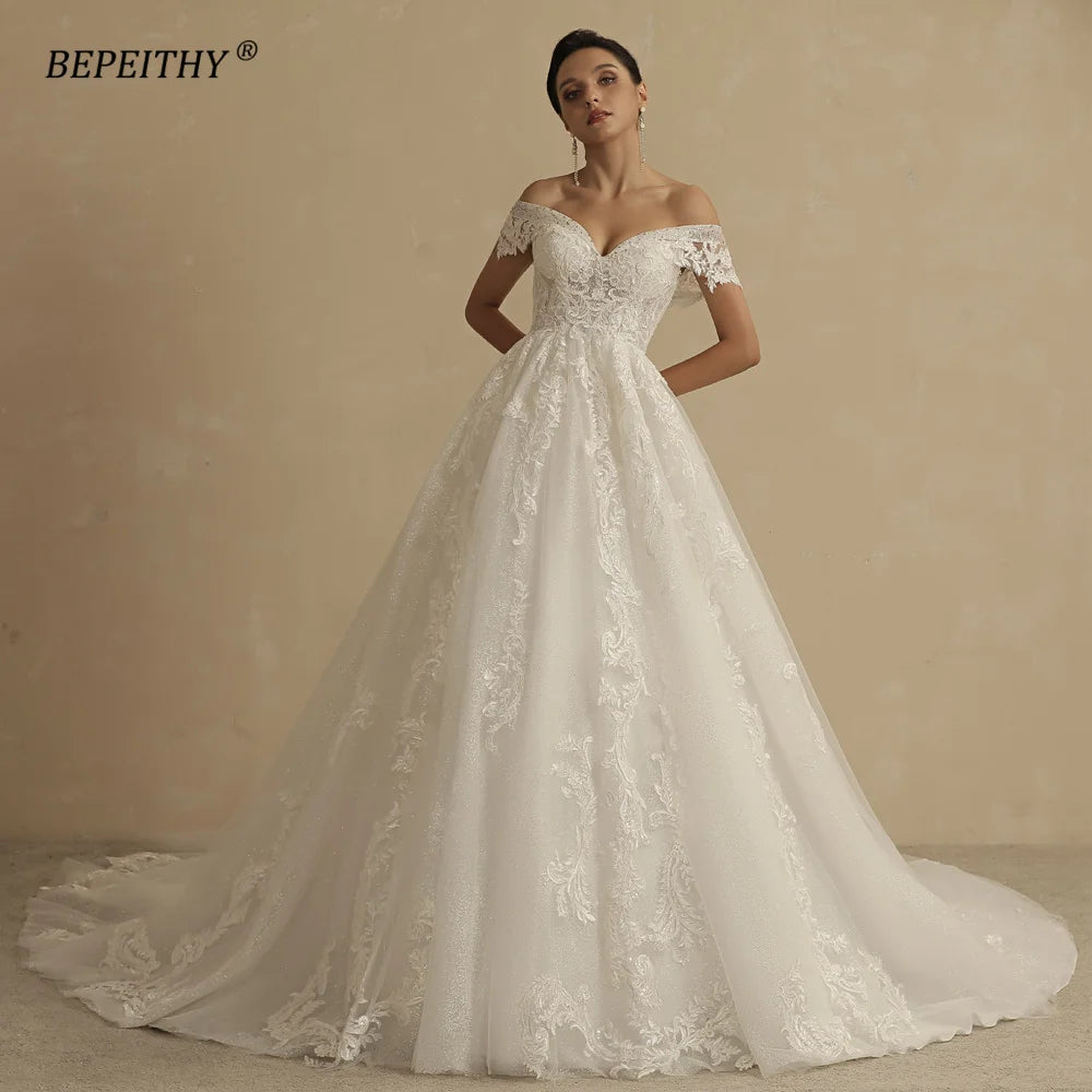 BEPEITHY personnalisé paillettes robes De mariée pour les femmes 2026 mariée romantique dentelle grande taille Boho Robe De mariée Robe De soirée
