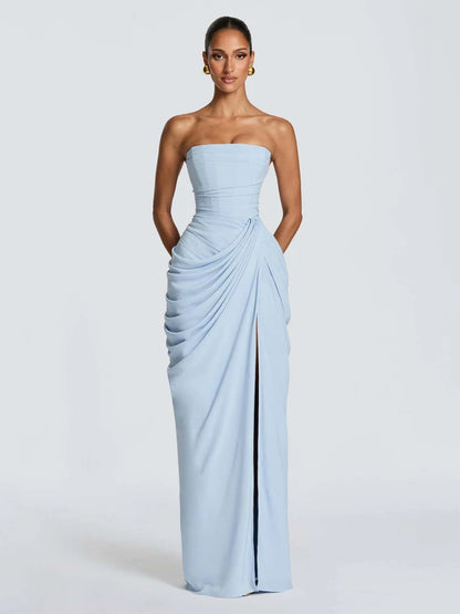 Robe de Soirée Émeraude — Sirène Satin, Une Épaule (Drapé)