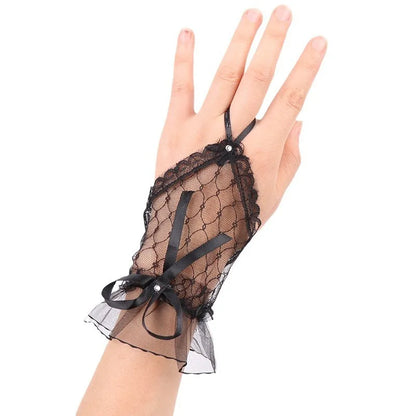 Gants de mariée courts en dentelle élégants, sans doigts, accessoires de mariage pour femmes