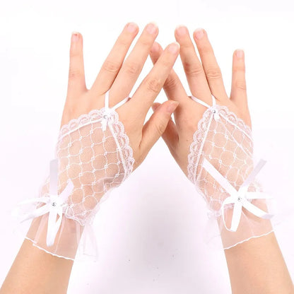 Gants de mariée courts en dentelle élégants, sans doigts, accessoires de mariage pour femmes